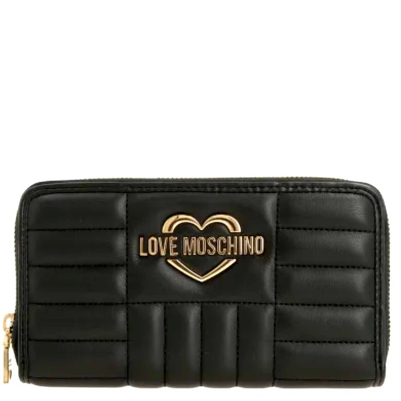 Love Moschino Quilted  large Continental Zip Around Wallet - NWT in Black - Picture 1 of 8